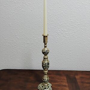 Vintage Ornate Brass Candle Holder